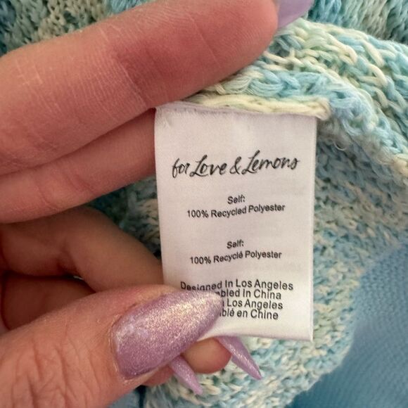 NWT For Love And Lemons Corinna Blue Sleeveless Knit Crochet Bodycon Dress Small - Picture 10 of 10